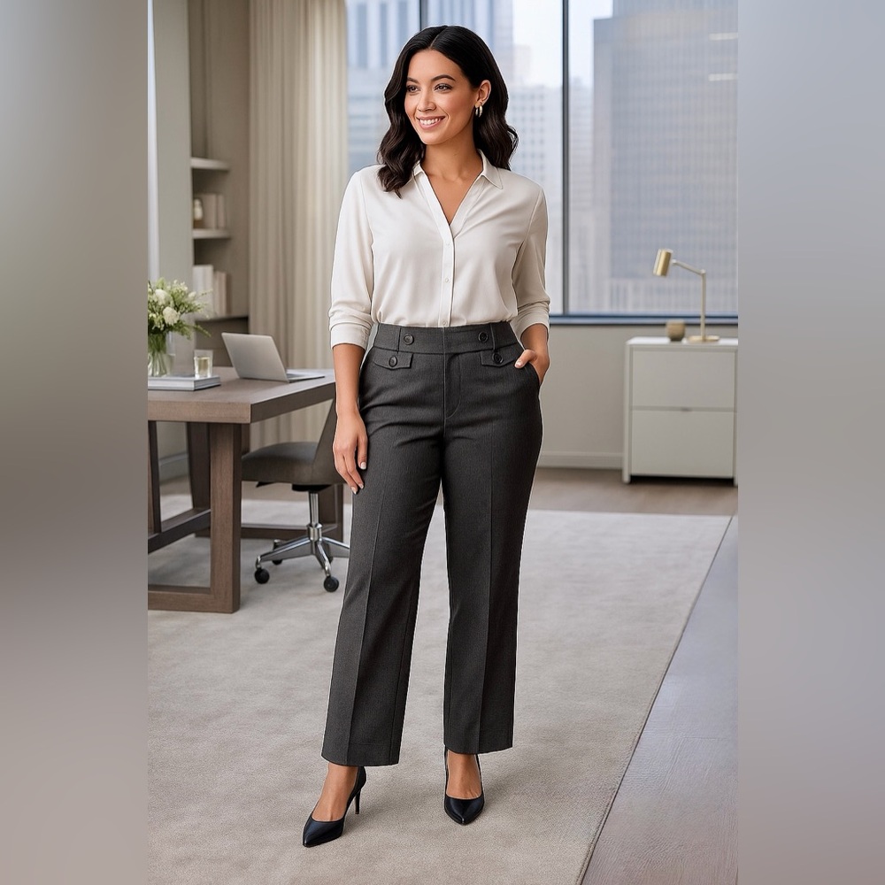 Ann Taylor Curvy Fit Petite Dress Pants | Size 12P | Charcoal Gray Trousers
